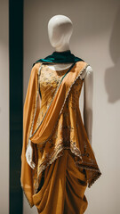 traditional mustard yellow kurta Indian outfit with green dupatta
