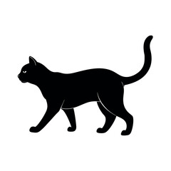 Walking Cat Silhouette in Motion  