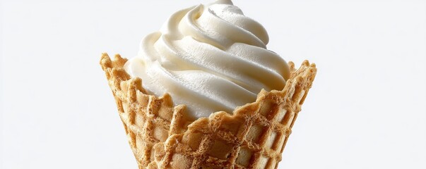 Soft Serve Ice Cream Cone on White Background, dessert , sweet treat