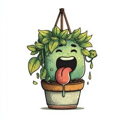 Funny Slime-Dripping Zombie Plant Character Illustration