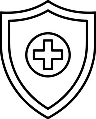 Fototapeta premium Outline of a shield with a medical cross inside representing healthcare protection and safety