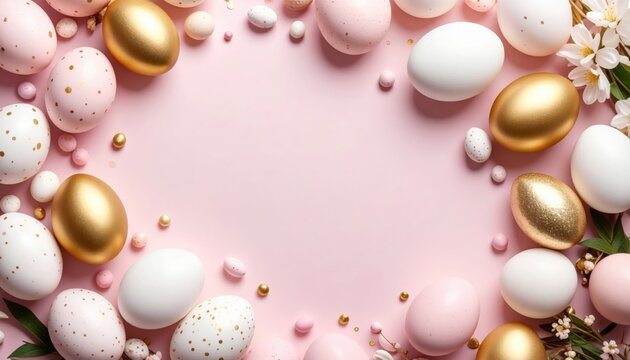 Easter celebration decor festive table image with colorful eggs pastel background close-up view spring concept for joyful gatherings