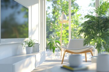 Bright, airy living room scene with a modern aesthetic.