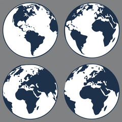 Planet icon set. Global map. Map symbol. international earth globe icon, World globe icon, Line vector. World's map. Globe - Illustration Icons. map