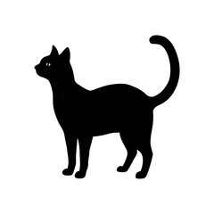 Watercolor Style Cat Silhouette  