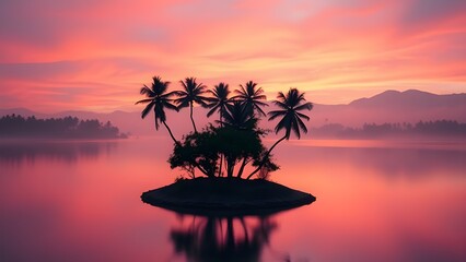 sunset on the lake, Sunset, sunrise, dawn, dusk, tropical, island, paradise, tranquil, serene, peaceful, calm, water, lake, lagoon, ocean, sea, reflections, mountains, nature, outdoors.