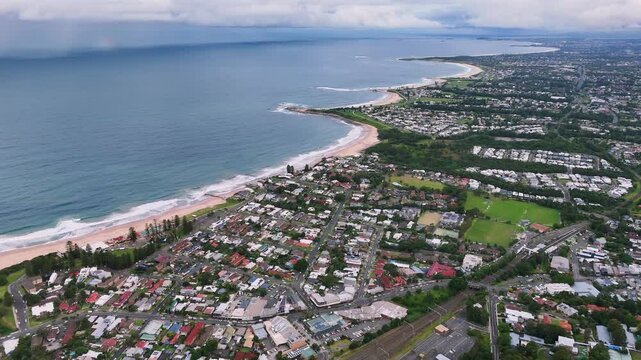 South Coast, NSW, Australia: Drone UHD Video - Breathtaking Panoramic Ocean Views, stunning beaches, pretty resort towns and the steep slopes of Illawarra Range above.