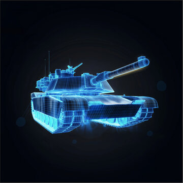 USAbrams wireframe illustration concept design mockup glowing x-ray blue on a black background
