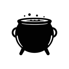 Illustration of a black cauldron with boiling liquid silhouette