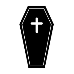 Obraz premium Illustration of a black coffin with a white cross silhouette