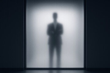 Fototapeta premium Mysterious Businessman Behind Frosted Glass