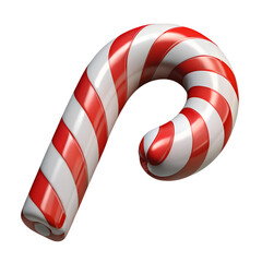 A red and white striped candy cane isolated on transparent background