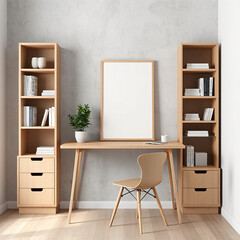 Fototapeta premium blank canvas mockup in an elegant living room modern artistic interior design stylish home decor customizable artwork display serene ambiance sophisticated atmosphere high quality resolution perfect f