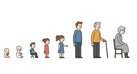 Life stages representation from childhood to old age in flat style