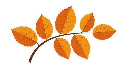 Naklejka premium Autumn branch with vibrant orange leaves against white background