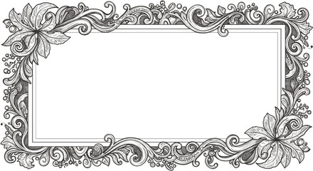 Elegant ornamental frame with floral swirls and leaves in intricate li