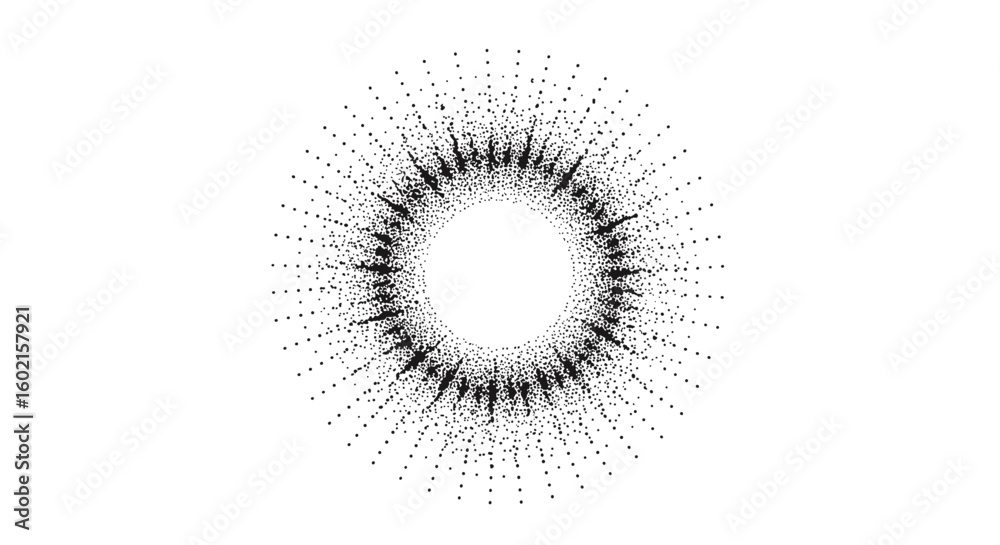 Poster abstract circular point pattern with radial symmetry on white backgrou