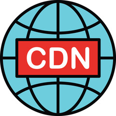 CDN (Content Delivery Network) lineal color icon