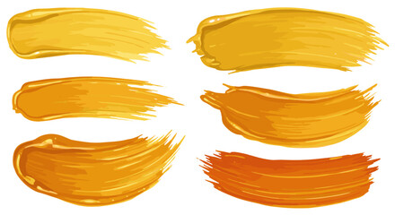 Vibrant brush stroke set in yellow and orange shades for artistic desi