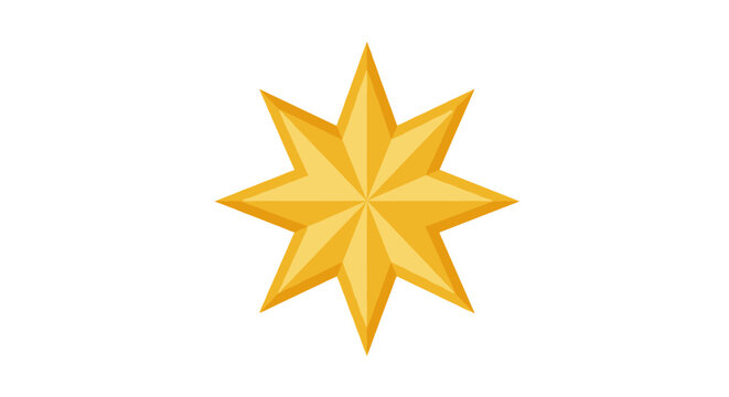 Golden geometric star on white background: 3d abstract design with eig
