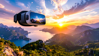 VR Sunset Mountain Landscape.