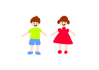 男の子と女の子　手を繋ぐ
