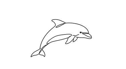 Naklejka premium Simple dolphin outline illustration on white background