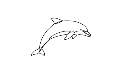 Fototapeta premium Minimalist dolphin line art drawing on white background