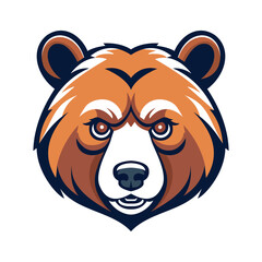 Trendy flat mascot logo featuring a fierce bear face