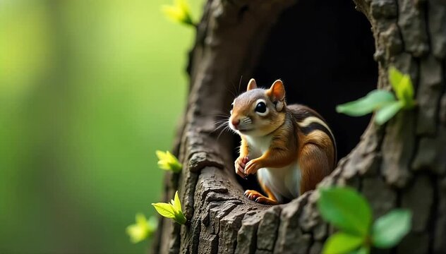 Flying squirrel chirping at dusk