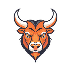 Modern flat mascot logo showing a bull head