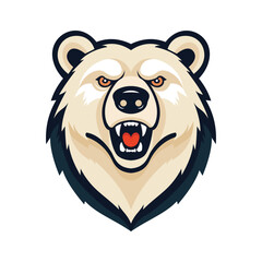 Stylish flat mascot logo with an angry bear design