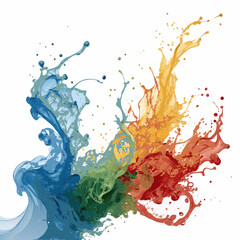 Vibrant Abstract Color Splashes: Dynamic Paint Explosion, Artistic Liquid Burst Background