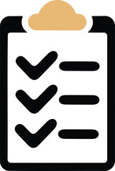 Flat vector illustration of checklist clipboard with check marks and lines