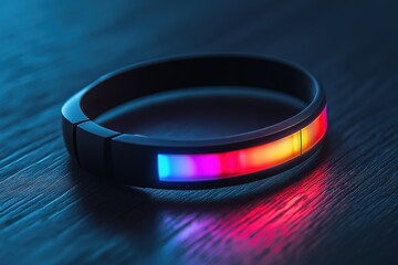 Innovative fitness tracker, holographic display, cutting-edge design, trending wearable tech.