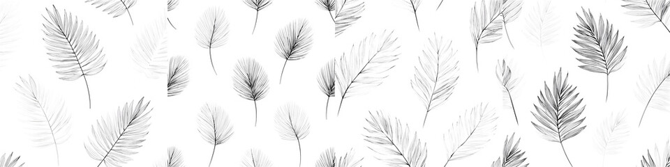 Obraz premium Palm Leaf Pattern Background: Black and White Botanical Texture