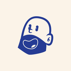 Obraz premium Minimalist cartoon bald man with beard, showing a dramatic crying face expression. Funny emotional vector character for emoji, sticker, or reaction design