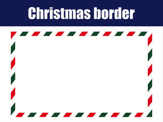 Candy Cane Striped Christmas Border Frame for Holiday Decor. A festive rectangular frame of red, green, and white candy cane stripes creates a joyful Christmas border.