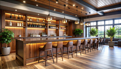 Modern bar with winery tasting room.