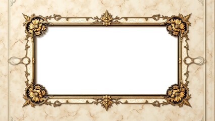 Ornate Vintage Frame With Floral Design on Elegant Marble Background