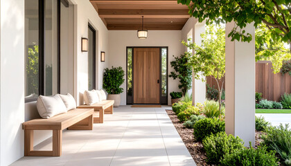 Fototapeta premium Modern home porch with sunny day.