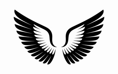 Elegant Black and White Wings Illustration Symbol of Freedom and Flight Concept Isolated on White Background Graphic Resource