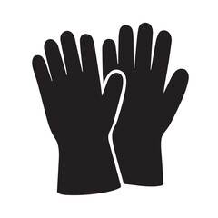 Black glove silhouettes with five fingers gloves hand