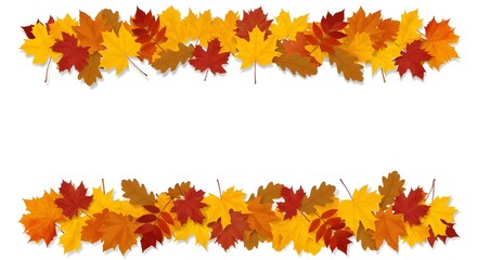 Horizontal Leaf Border with Autumn Foliage Ideal for fall headers, invitations, or scrapbooking.