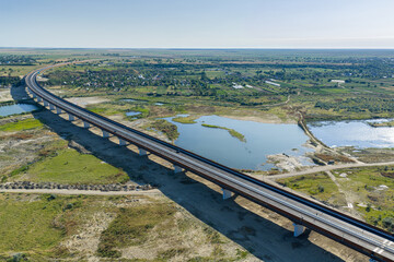 A7 Romania highway. New bridge over Buzau river on A7 Moldova highway from Bucharest to Suceava....