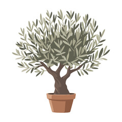 Olive tree, vector illustration on white background.