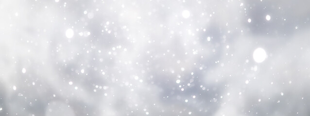 blue snowfall bokeh background, abstract snowflake background on blurred abstract blue