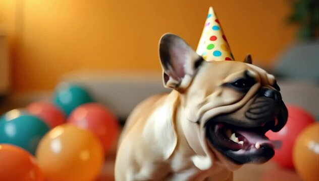 French bulldog laughing with snorting yips