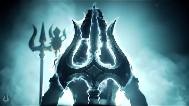 Shivas Trishul with mystical light.