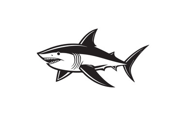 Naklejka premium Shark Silhouette Logo Vector Bold Marine Icon Design
